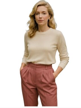 Anthropologie Elevenses Dusty Rose Berry Cropped Trousers Tailored Size 6